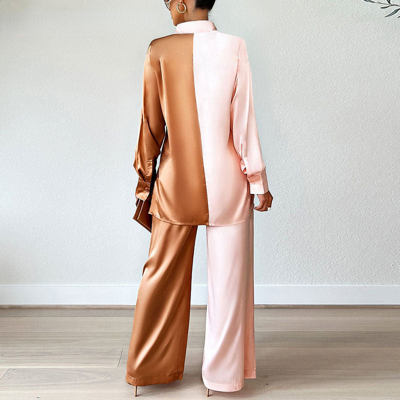 Women Two Piece Colorblock Loose Suits