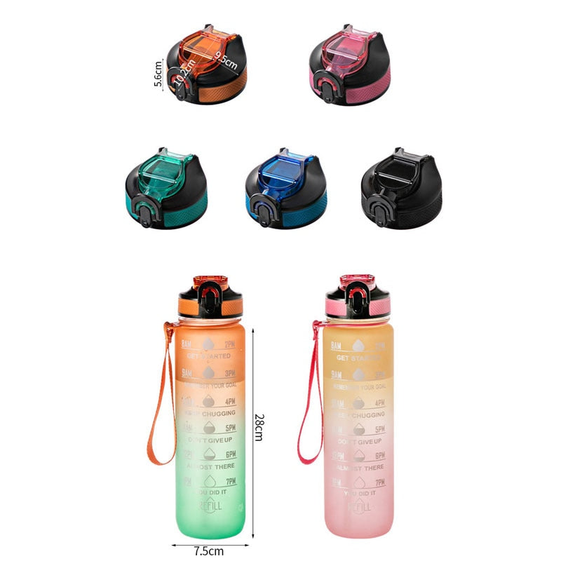 1 Liter Water Bottle Motivational Sport Water Bottle Leakproof Bottles