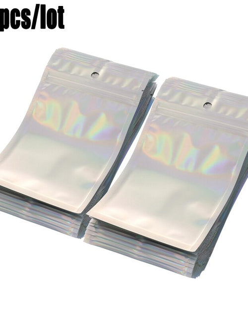 Load image into Gallery viewer, 100Pcs Iridescent Zip lock Bags Pouches Cosmetic Plastic Laser
