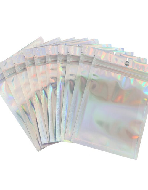 Load image into Gallery viewer, 100Pcs Iridescent Zip lock Bags Pouches Cosmetic Plastic Laser
