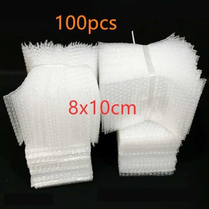 100pcs 8x10cm Plastic Wrap Envelope White Bubble Packing Bags Pe Clear