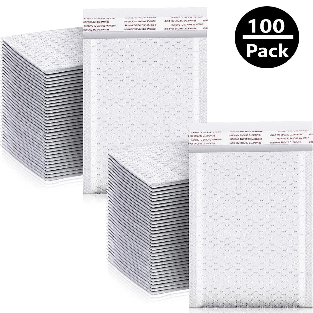 100pcs Bubble Mailers White Bubbles Small Business Supplies Delivery