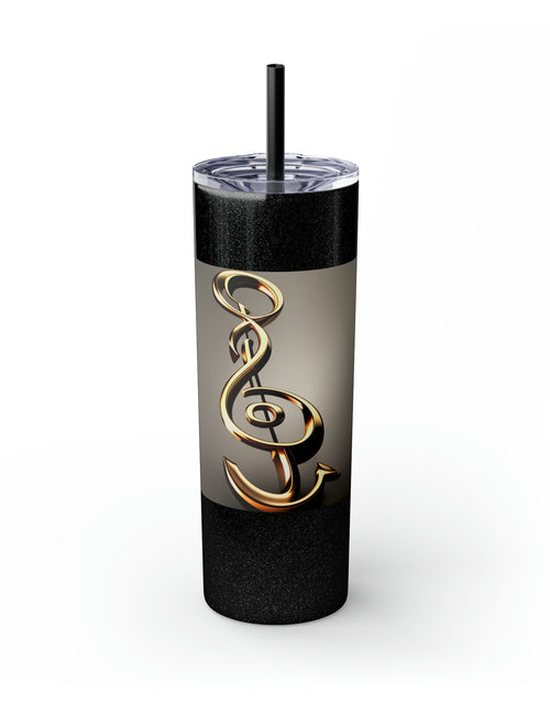 Load image into Gallery viewer, Treble Clef Skinny Tumbler with Straw, 20oz
