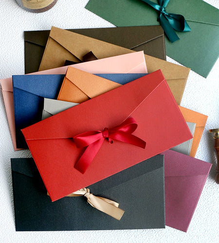 10pcs/set High Quality Ribbon Paper B6 & Dl Size Envelopes Pearl Paper