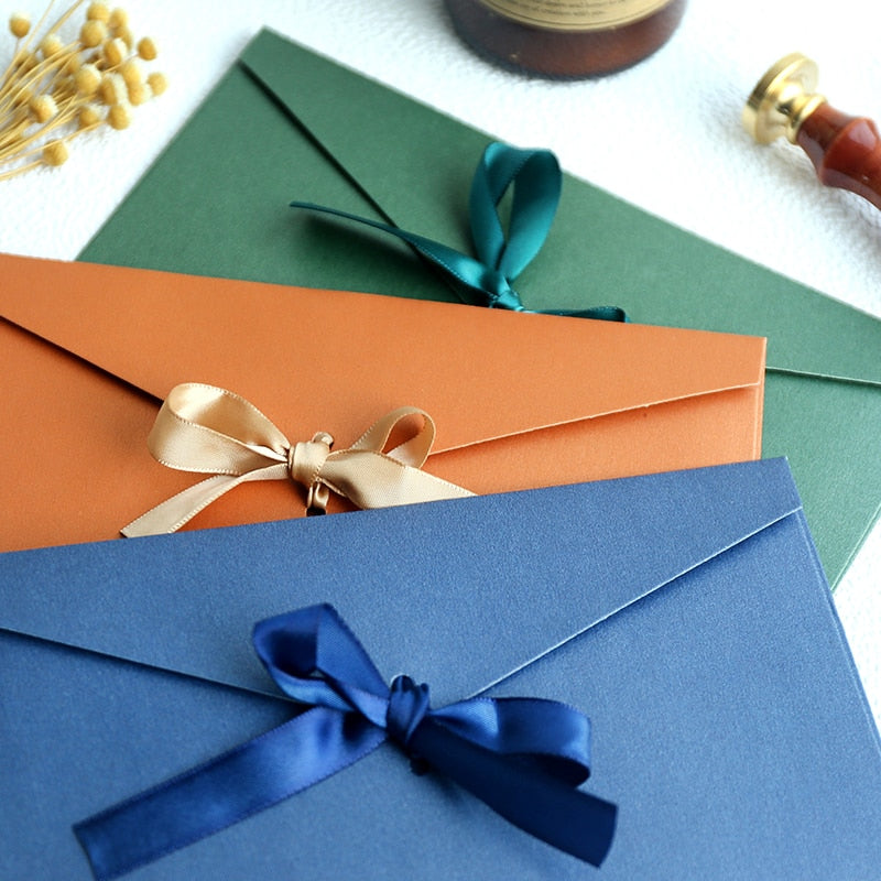 10pcs/set High Quality Ribbon Paper B6 & Dl Size Envelopes Pearl Paper