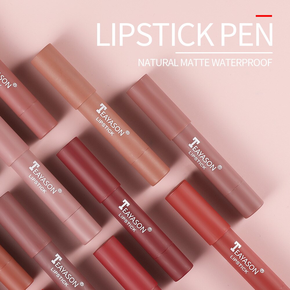 12 Colors Sexy Matte Lipstick Waterproof Long Lasting Color Rendering