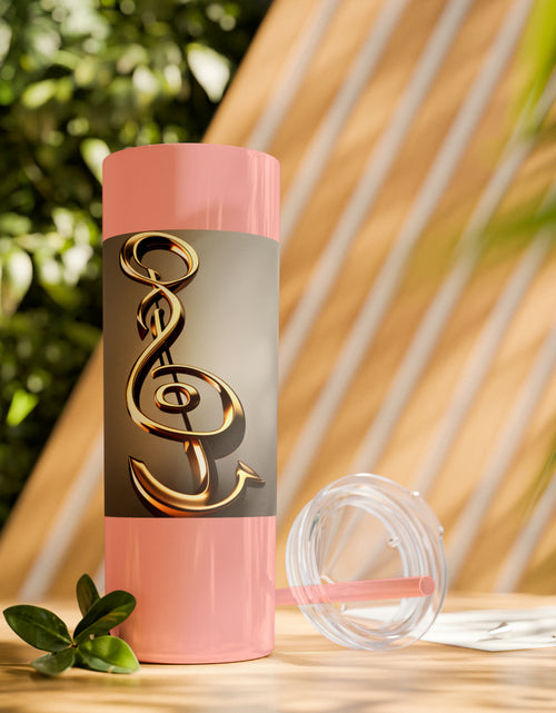 Load image into Gallery viewer, Treble Clef Skinny Tumbler with Straw, 20oz
