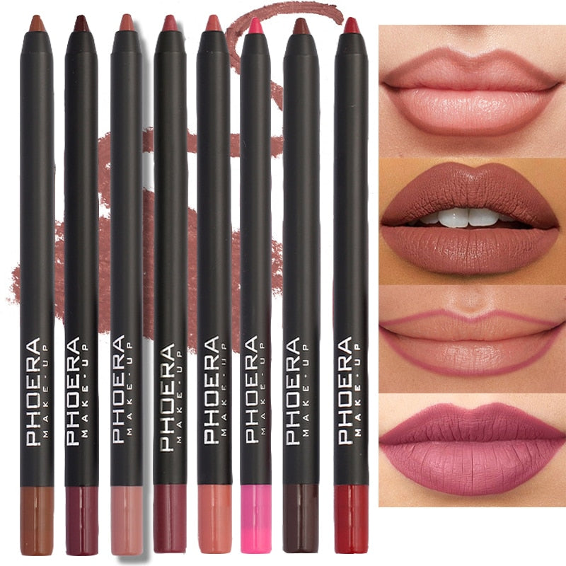 12Colors Lipliner Pencil Waterproof Sexy Red Matte Contour Tint