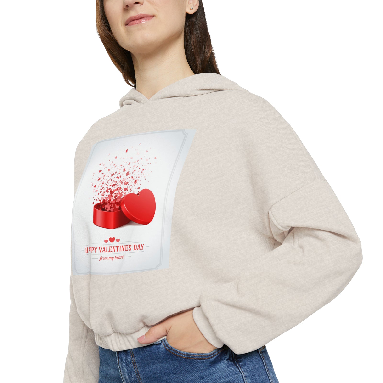 Valentine Day Women's Cinched Bottom Hoodie