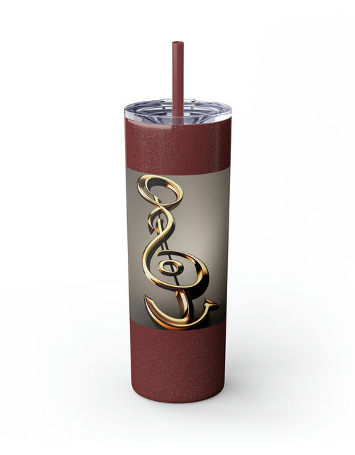 Load image into Gallery viewer, Treble Clef Skinny Tumbler with Straw, 20oz
