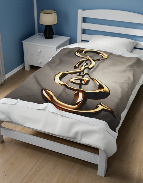 Load image into Gallery viewer, Treble Clef Velveteen Plush Blanket
