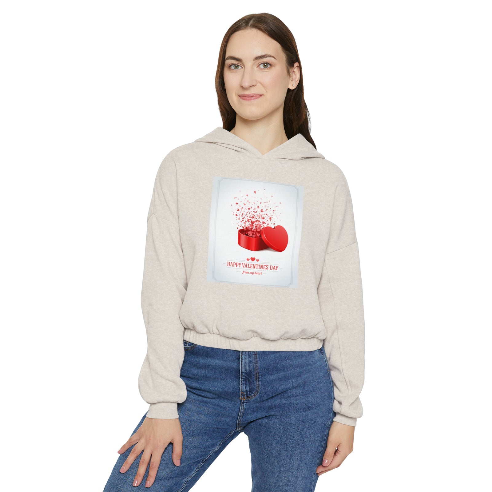 Valentine Day Women's Cinched Bottom Hoodie