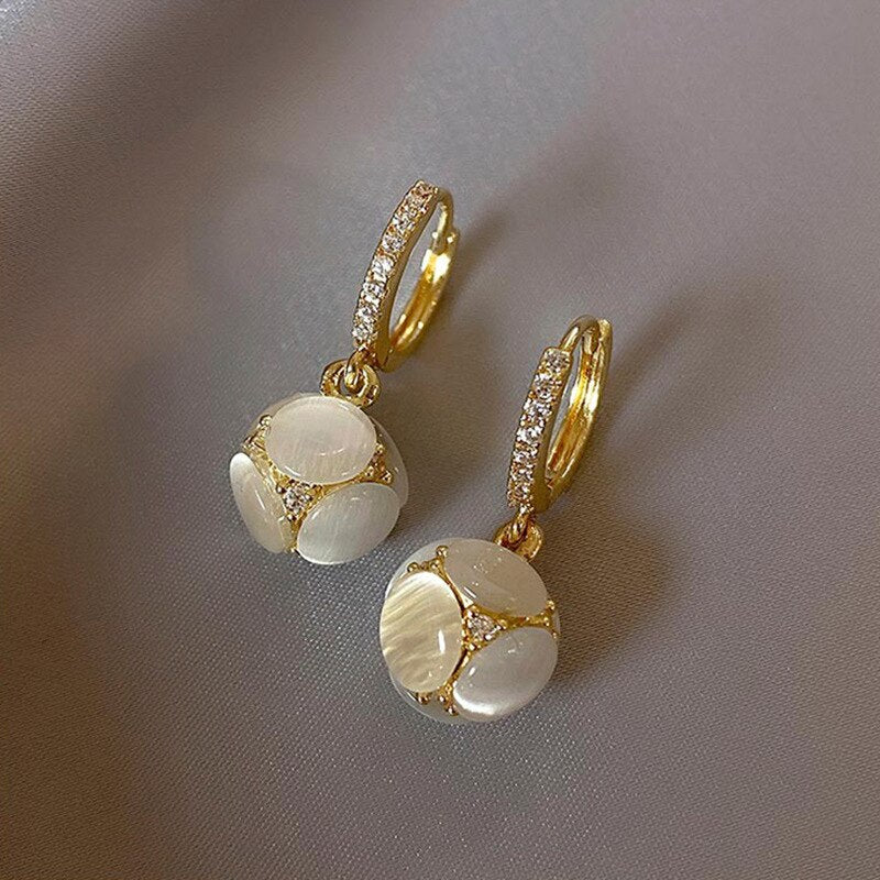 18k Gold Jewelry Elegant Opal Stud Earrings For Woman 2020 New Classic