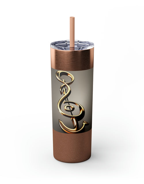 Load image into Gallery viewer, Treble Clef Skinny Tumbler with Straw, 20oz
