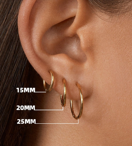Stainless Steel Women Hoop Earrings | Stainless Steel Earring 3 Gold -