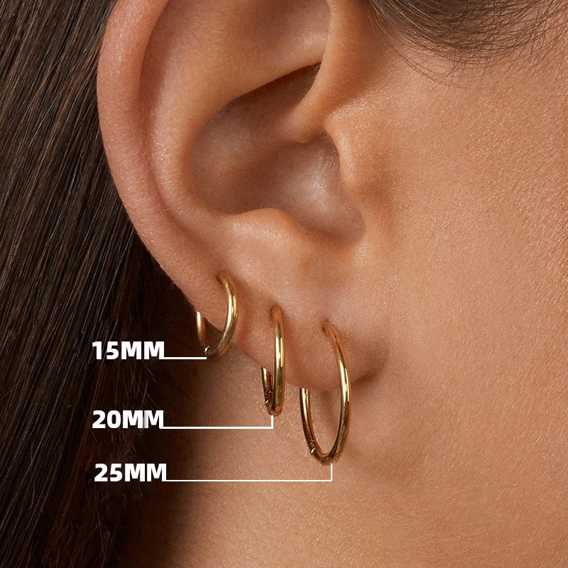 Stainless Steel Women Hoop Earrings | Stainless Steel Earring 3 Gold -