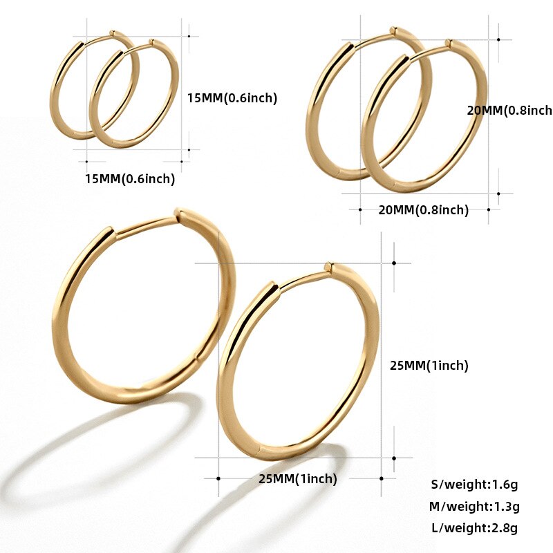 Stainless Steel Women Hoop Earrings | Stainless Steel Earring 3 Gold -