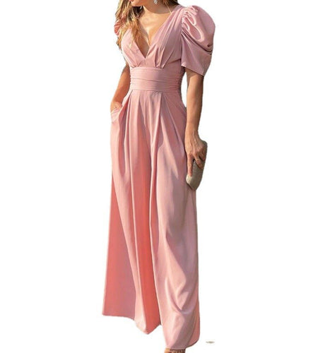 2022 High Waist Loose Solid Color Summer Short Sleeve Slim Fit