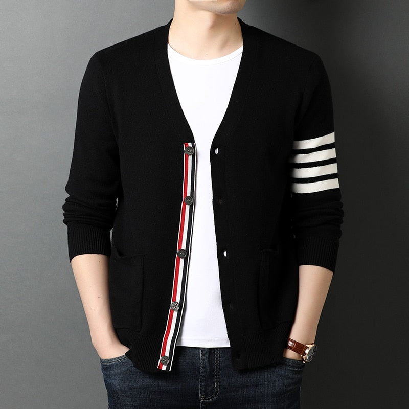 2021 Top Grade New Autum Winter Brand Fashion Knitted Men Cardigan