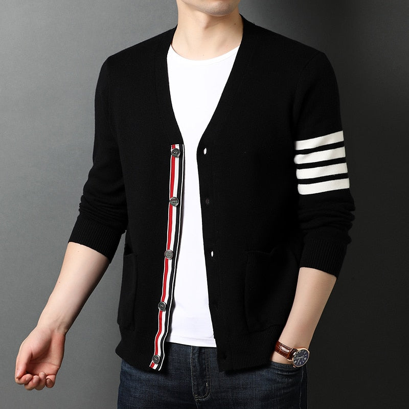 2021 Top Grade New Autum Winter Brand Fashion Knitted Men Cardigan