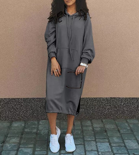 2023 Autumn Women's Dress Oversize Black Hoodies Long Sweatshirt