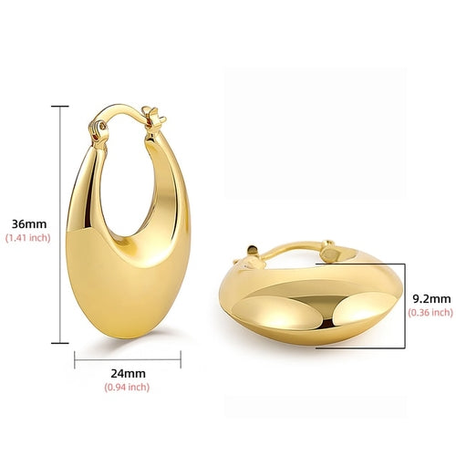 Load image into Gallery viewer, 2023 New 18K Gold Plated Smooth Metal Chunky Hoop Earrings Retro Thick
