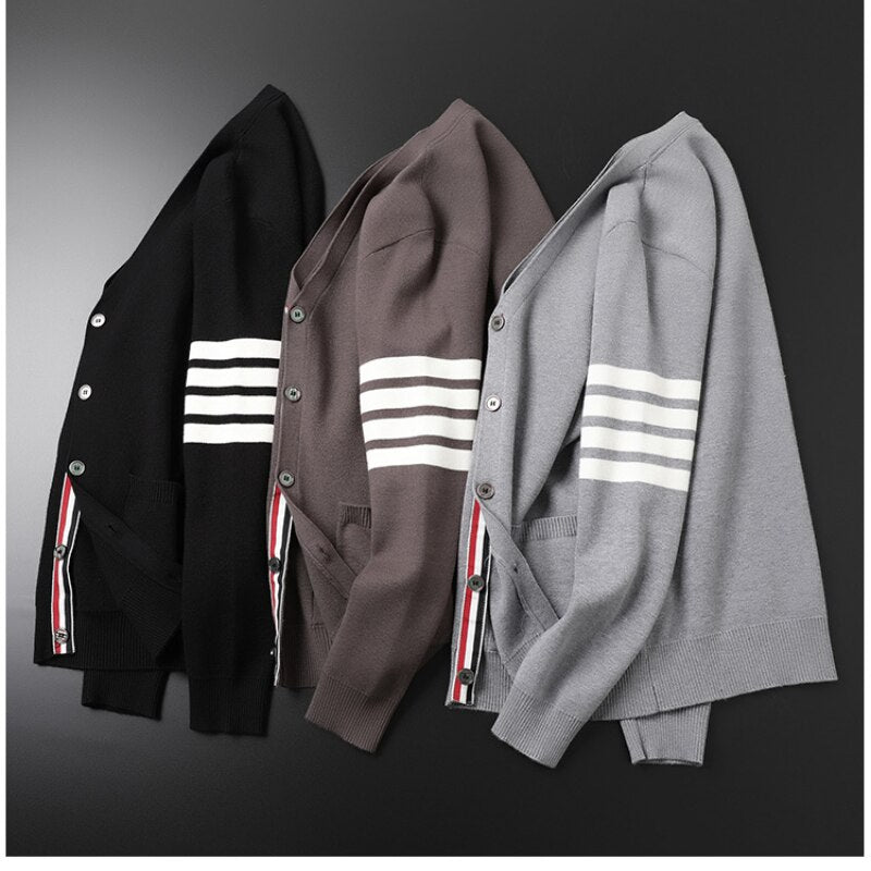 2023 Season Popular Three-color Striped Men's Cardigan Coat,trendy