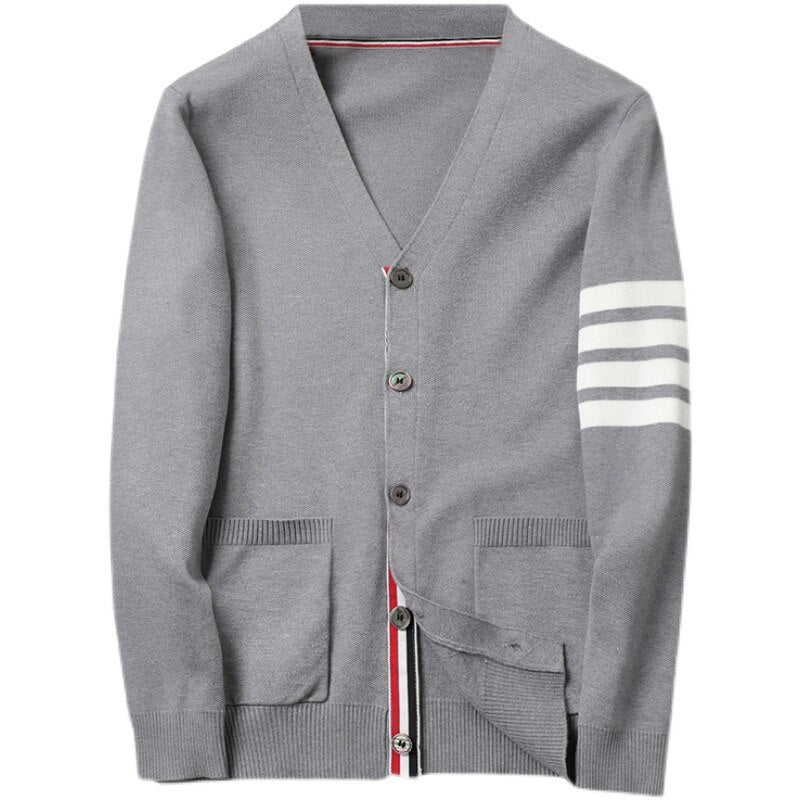 2023 Season Popular Three-color Striped Men's Cardigan Coat,trendy