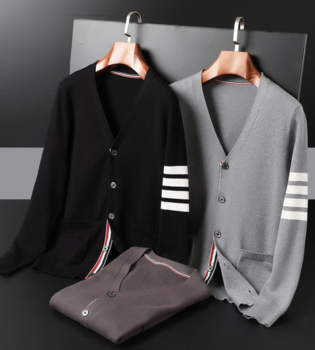 2023 Season Popular Three-color Striped Men's Cardigan Coat,trendy