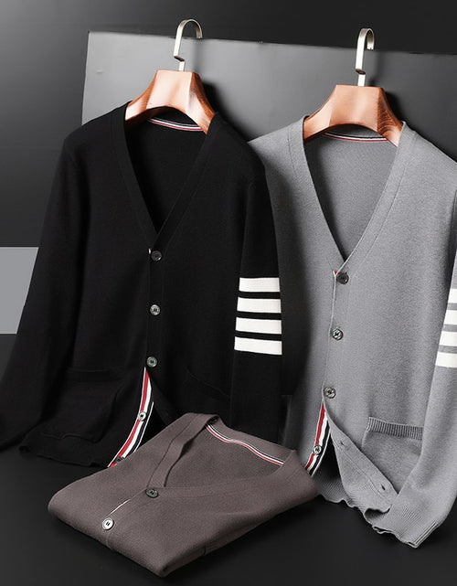 Load image into Gallery viewer, 2023 Season Popular Three-color Striped Men&#39;s Cardigan Coat,trendy
