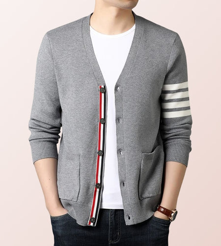 2023 Season Popular Three-color Striped Men's Cardigan Coat,trendy