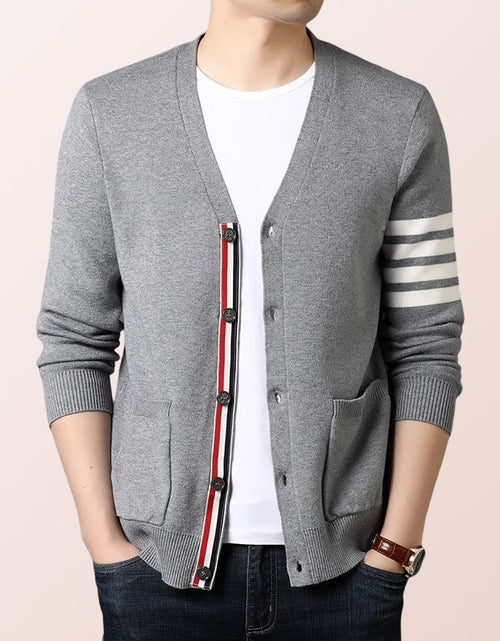 Load image into Gallery viewer, 2023 Season Popular Three-color Striped Men&#39;s Cardigan Coat,trendy
