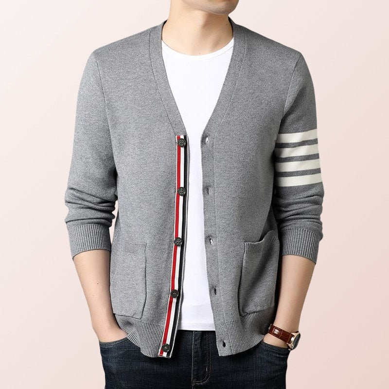 2023 Season Popular Three-color Striped Men's Cardigan Coat,trendy