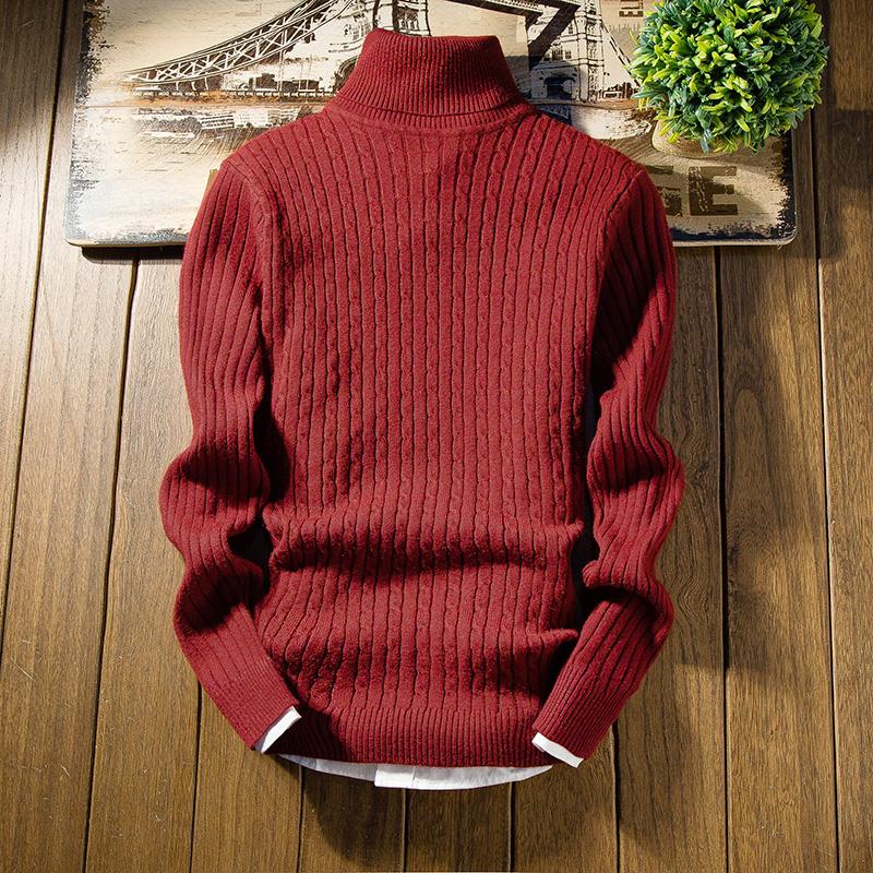 2021 Winter High Neck Thick Warm Sweater Men Turtleneck Brand Mens