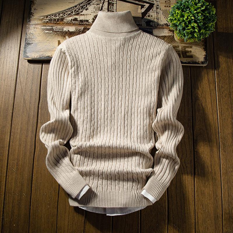 2021 Winter High Neck Thick Warm Sweater Men Turtleneck Brand Mens