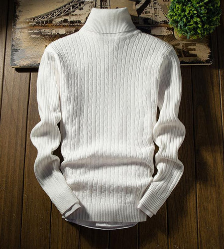 2021 Winter High Neck Thick Warm Sweater Men Turtleneck Brand Mens