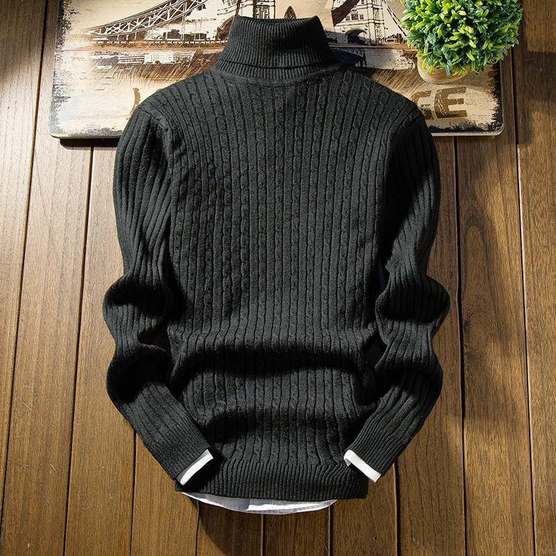 2021 Winter High Neck Thick Warm Sweater Men Turtleneck Brand Mens