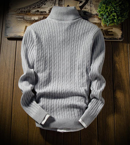 2021 Winter High Neck Thick Warm Sweater Men Turtleneck Brand Mens