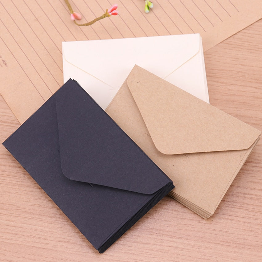 20pcs Classical White Black Kraft Blank Mini Paper Window Envelopes