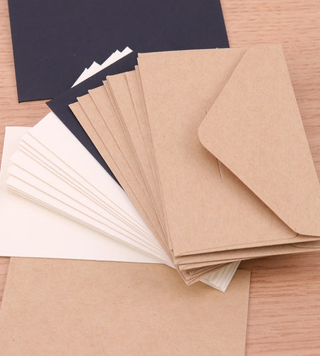 20pcs Classical White Black Kraft Blank Mini Paper Window Envelopes