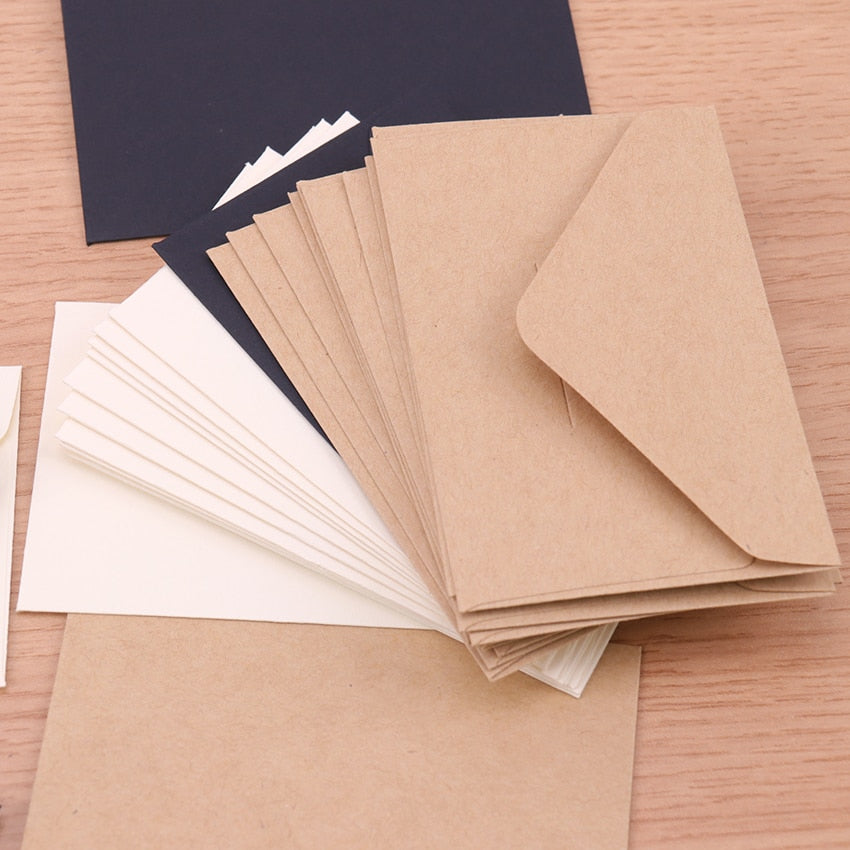 20pcs Classical White Black Kraft Blank Mini Paper Window Envelopes