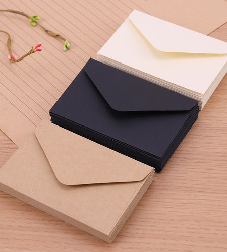 20pcs Classical White Black Kraft Blank Mini Paper Window Envelopes