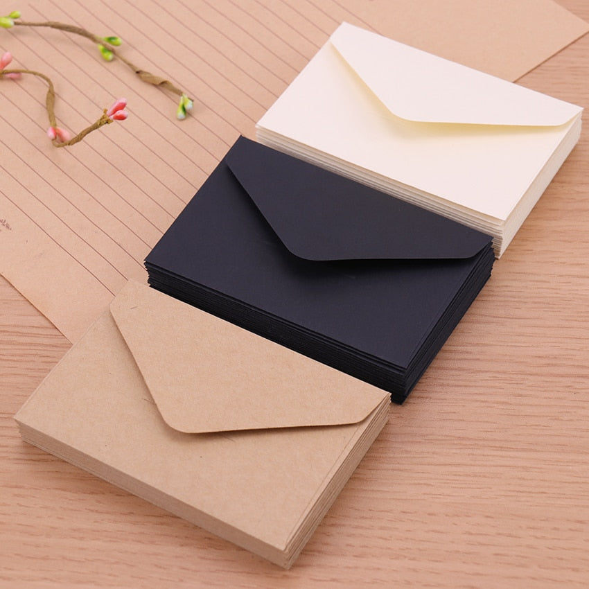 20pcs Classical White Black Kraft Blank Mini Paper Window Envelopes