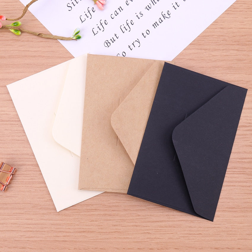 20pcs Classical White Black Kraft Blank Mini Paper Window Envelopes