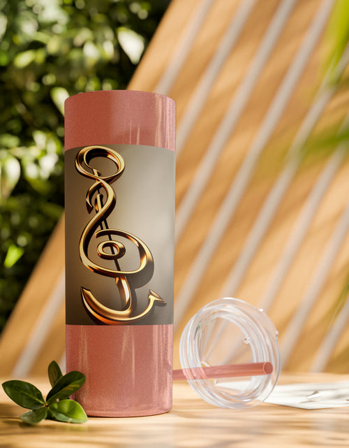 Load image into Gallery viewer, Treble Clef Skinny Tumbler with Straw, 20oz
