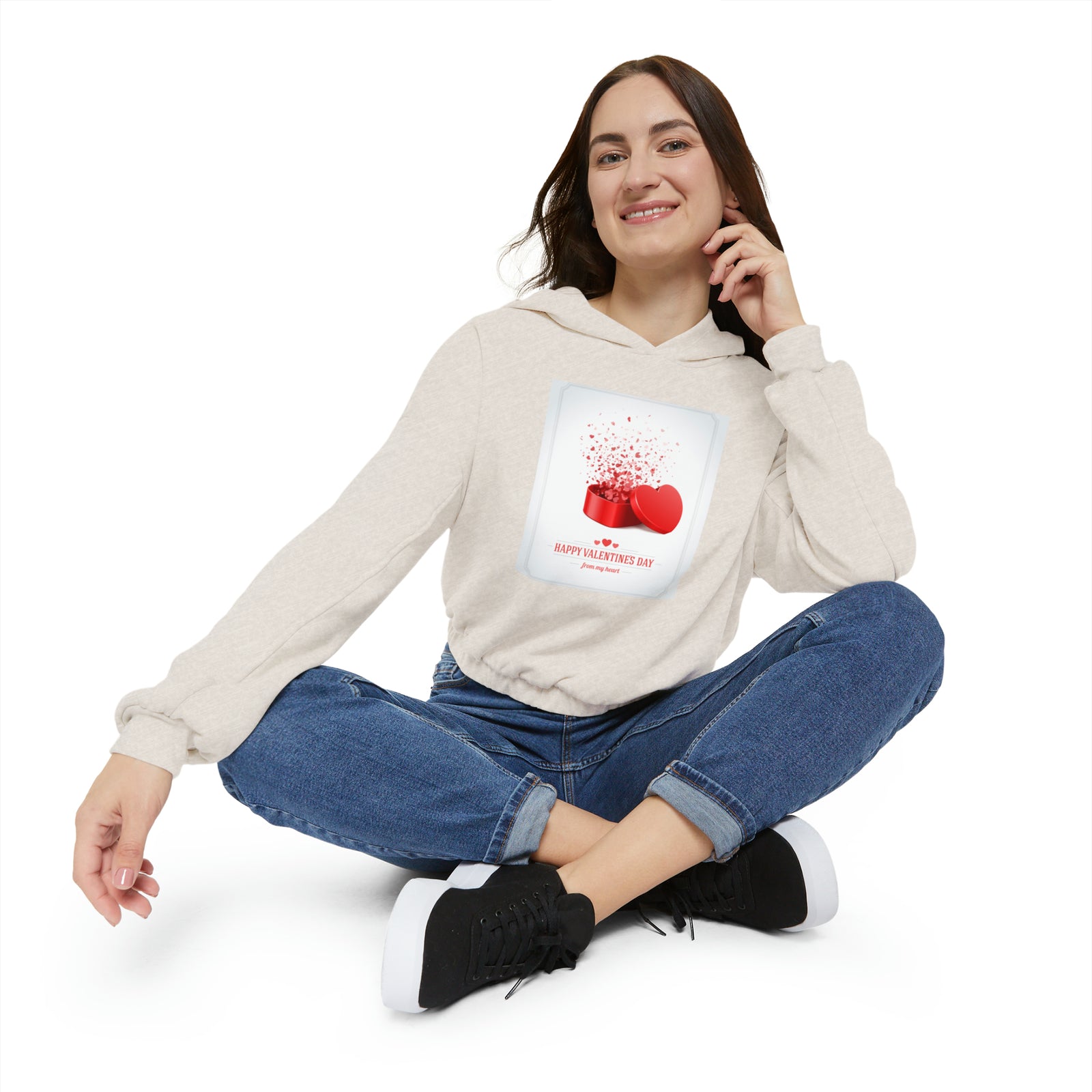 Valentine Day Women's Cinched Bottom Hoodie