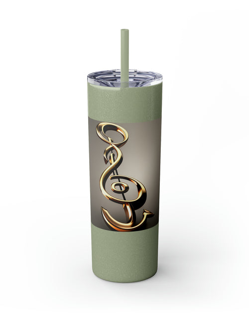 Load image into Gallery viewer, Treble Clef Skinny Tumbler with Straw, 20oz
