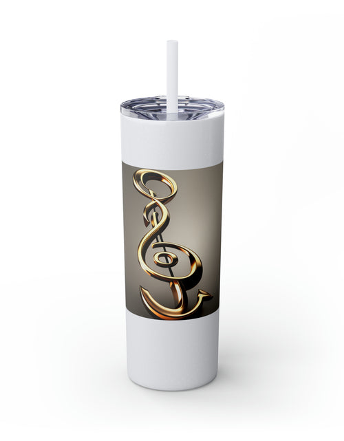 Load image into Gallery viewer, Treble Clef Skinny Tumbler with Straw, 20oz
