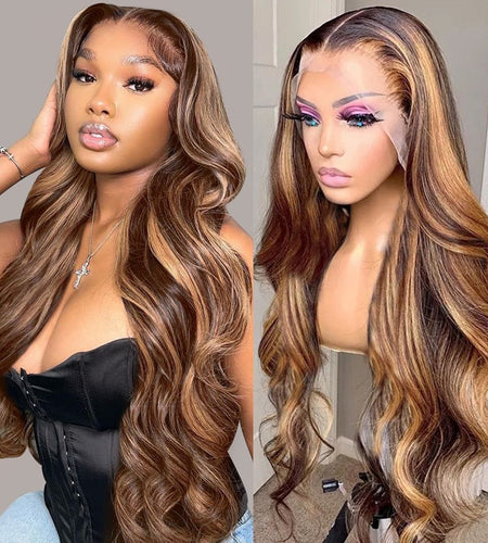 30 Inch Ombre Honey Blone Body Wave 13x4 Lace Front Human Hair Wigs