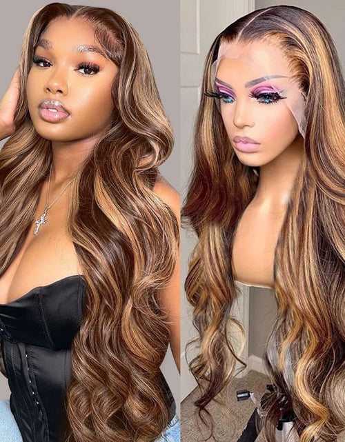 Load image into Gallery viewer, 30 Inch Ombre Honey Blone Body Wave 13x4 Lace Front Human Hair Wigs
